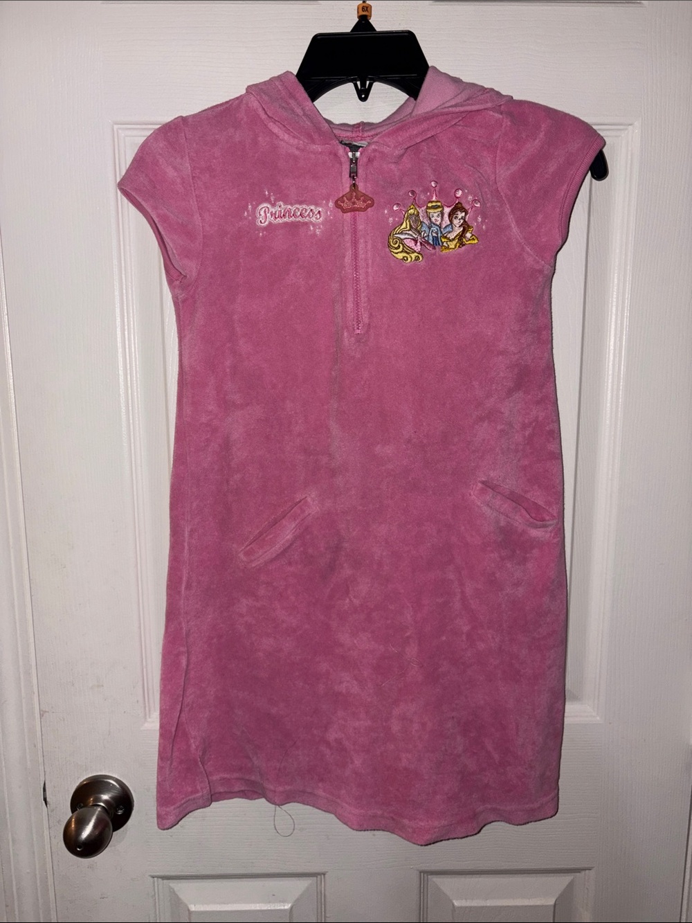 Girls' Pink Princess Hooded swim cover up  size 7/8